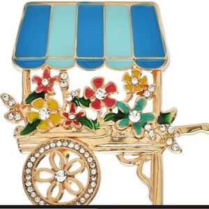 Flower Cart Brooch with Blue Canopy
